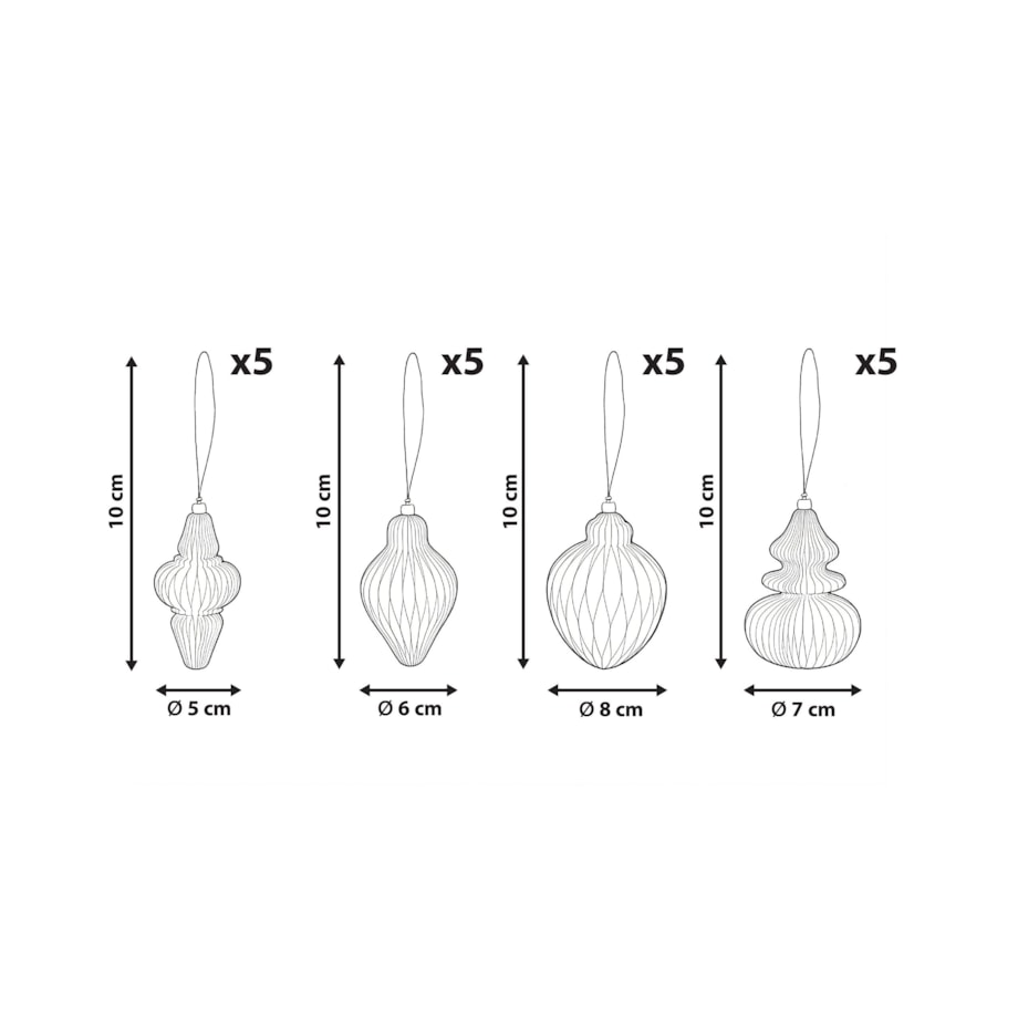 Zestaw 20 ozdób choinkowych ALTAELVA Papier Beżowy