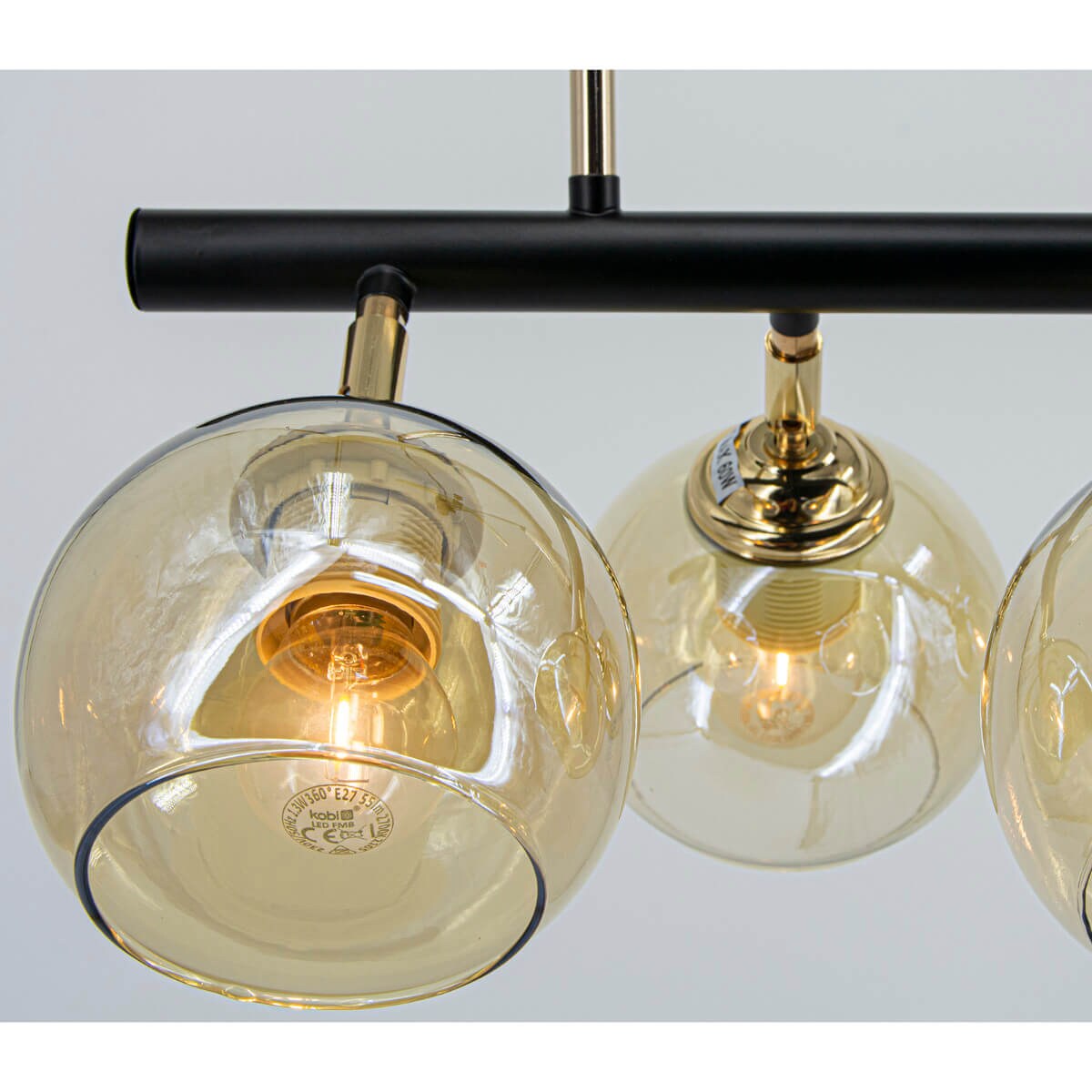 Loftowa lampa wisząca Piran 2208/4 BL TR nad stół kule szklane czarny złoty