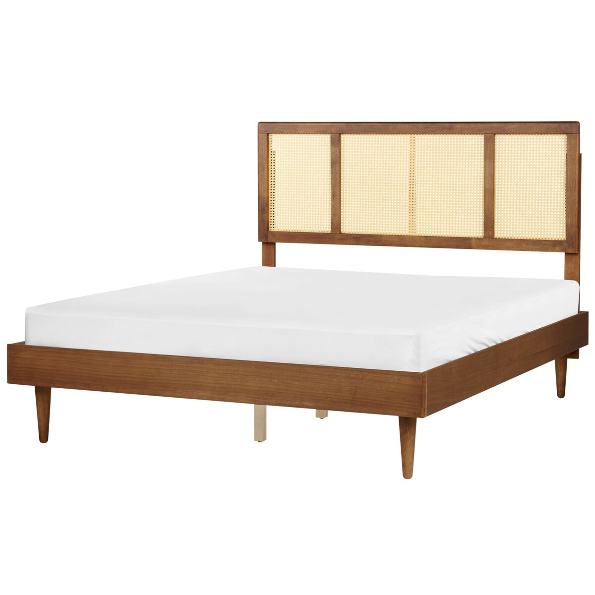 Łóżko LED Rattan AURAY 160 x 200 cm Brązowy