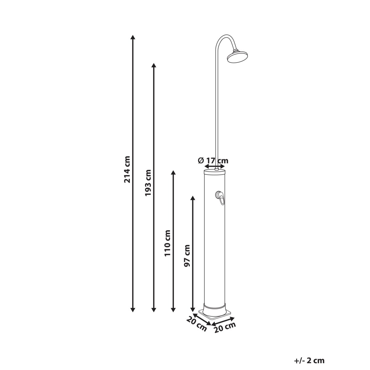 Prysznic ogrodowy solarny wolnostojący JUANILLO Czarny