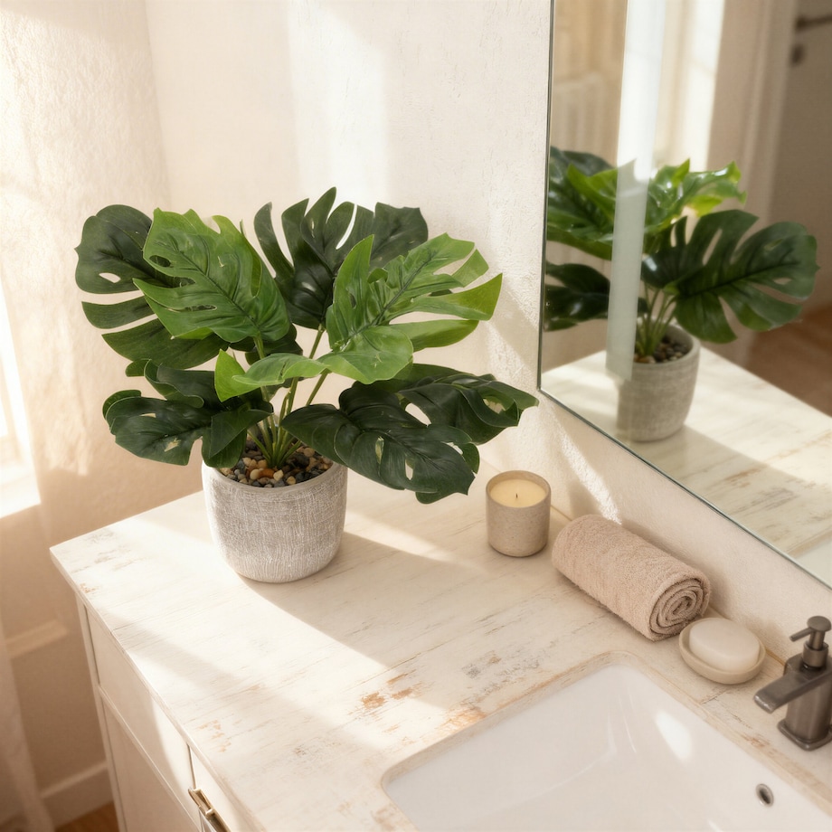 Sztuczny kwiat JAK ŻYWY do wazonu MONSTERA dekoracja roślina ZIELONA