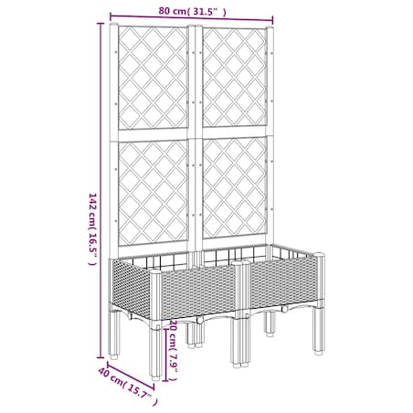 vidaXL Donica ogrodowa z kratką, jasnoszara, 80x40x142 cm, PP