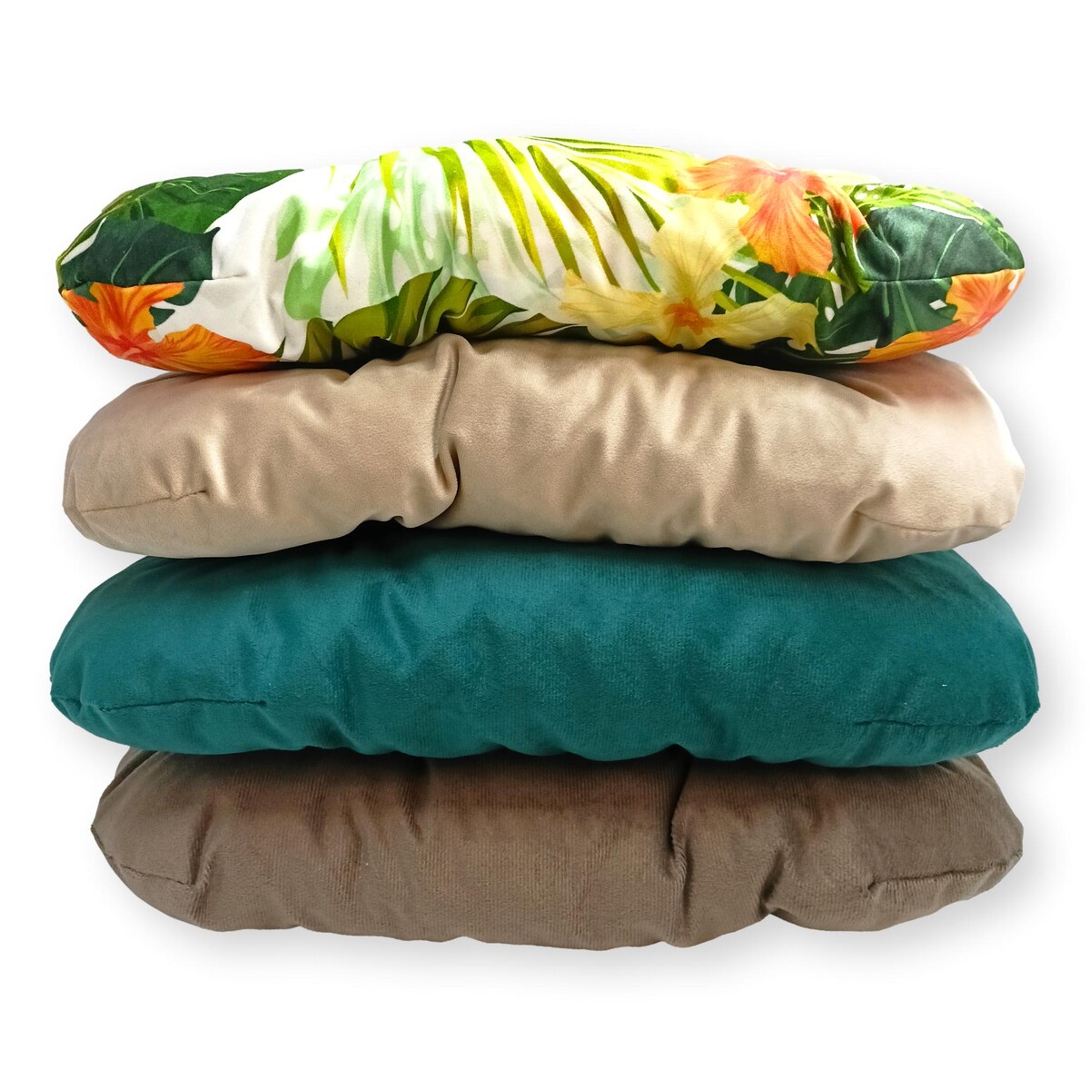 Zestaw 4 poduszek na krzesło/stołek, standard, 40x40 cm, Brąz