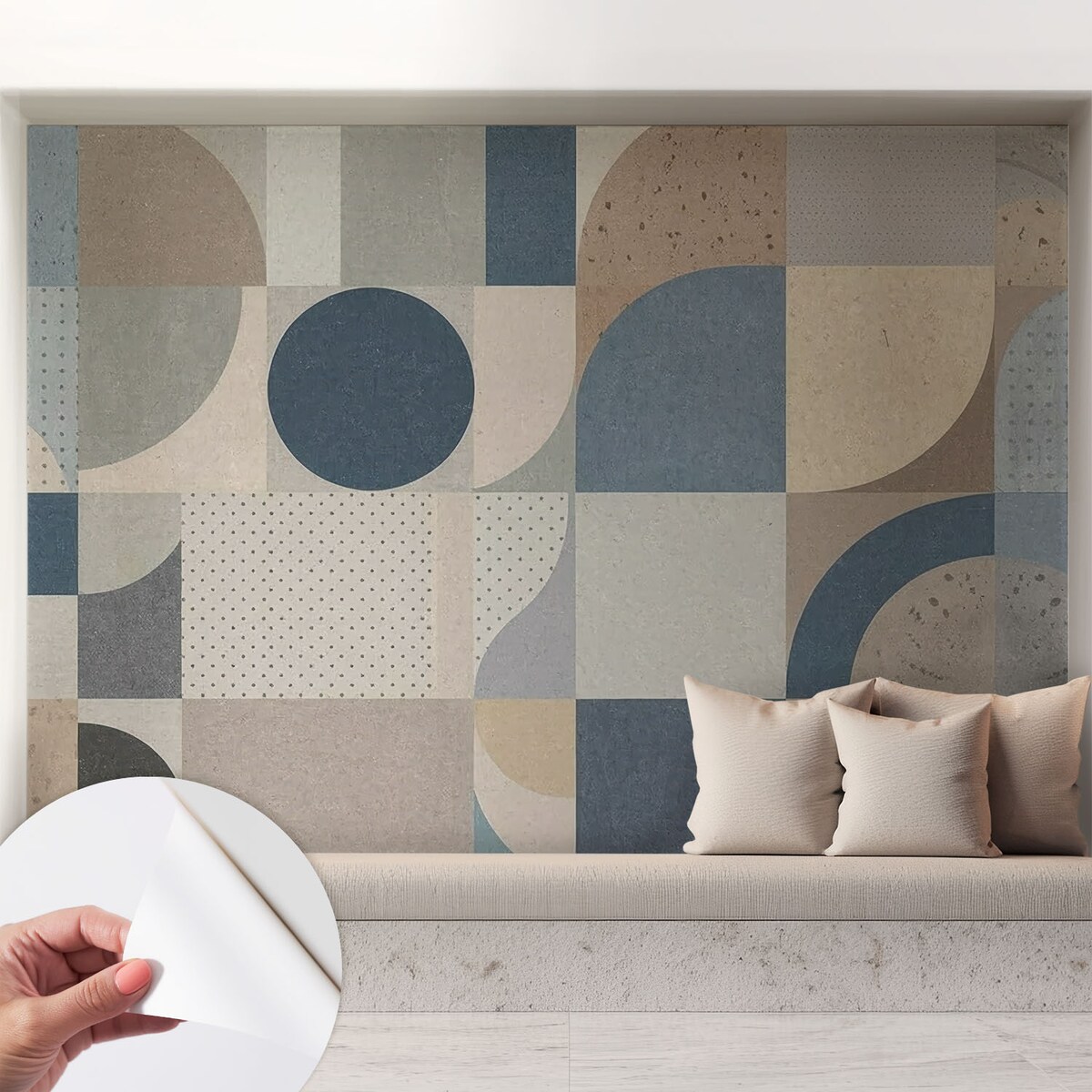 Fototapeta samoprzylepna 208x146 cm - Geometryczna mozaika, tapeta ścienna szara