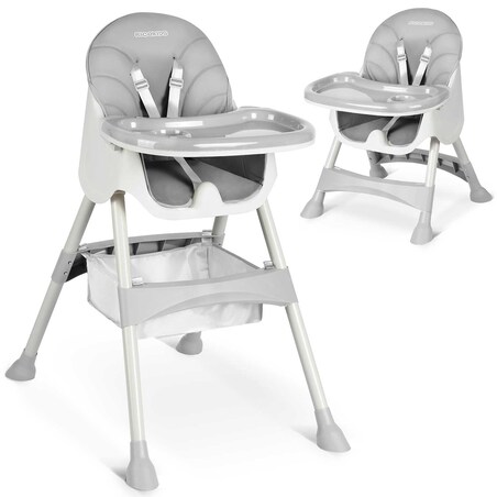 Krzesełko do karmienia dla dzieci Ricokids Milo składane szary 700000
