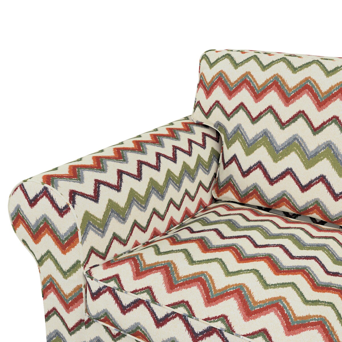 Pokrowiec na sofę Ektorp 2-osobową, nierozkładaną, czerwono-zielone zygzaki na kremowym tle, 173 x 83 x 73 cm, Cosy Home