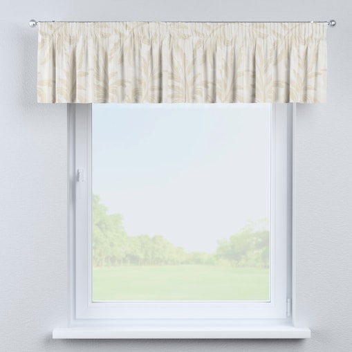 Lambrekin na taśmie marszczącej 260x40 ecru liście akantu