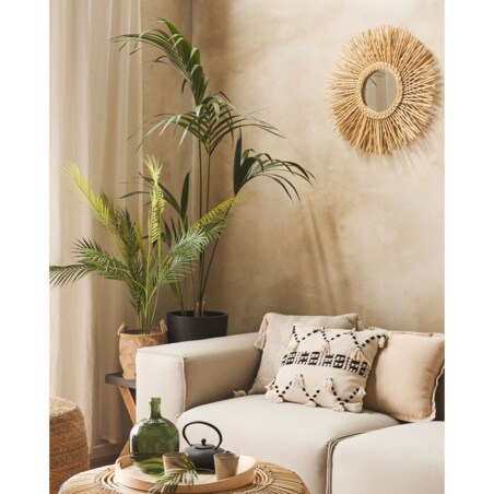 Rattanowe okrągłe lustro ścienne słońce ⌀ 60 cm naturalne KALASIN