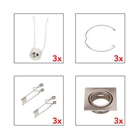 Zestaw Oczek Sufitowych BRITOP Lighting 3xGU10 Max.50W Satyna, Polski Producent, 3szt.