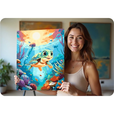 Malowanie po numerach obraz z ramą 40x50 Żółwik Massido