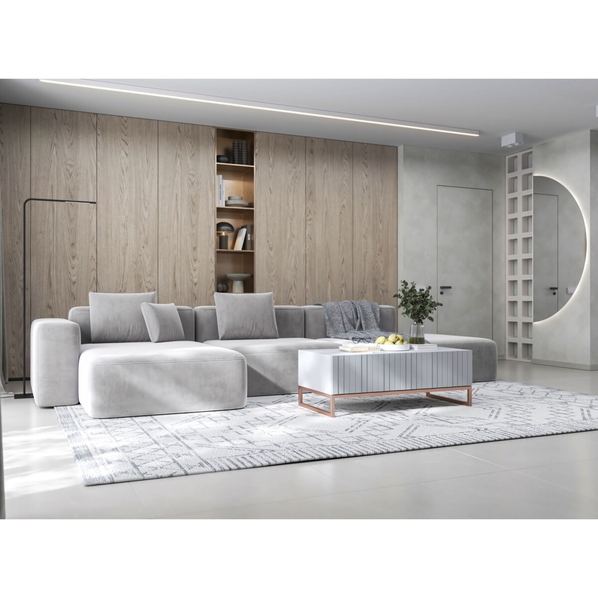 Nowoczesny Stolik kawowy Glamour prostokątny elegancka ława biały Mat 110 cm