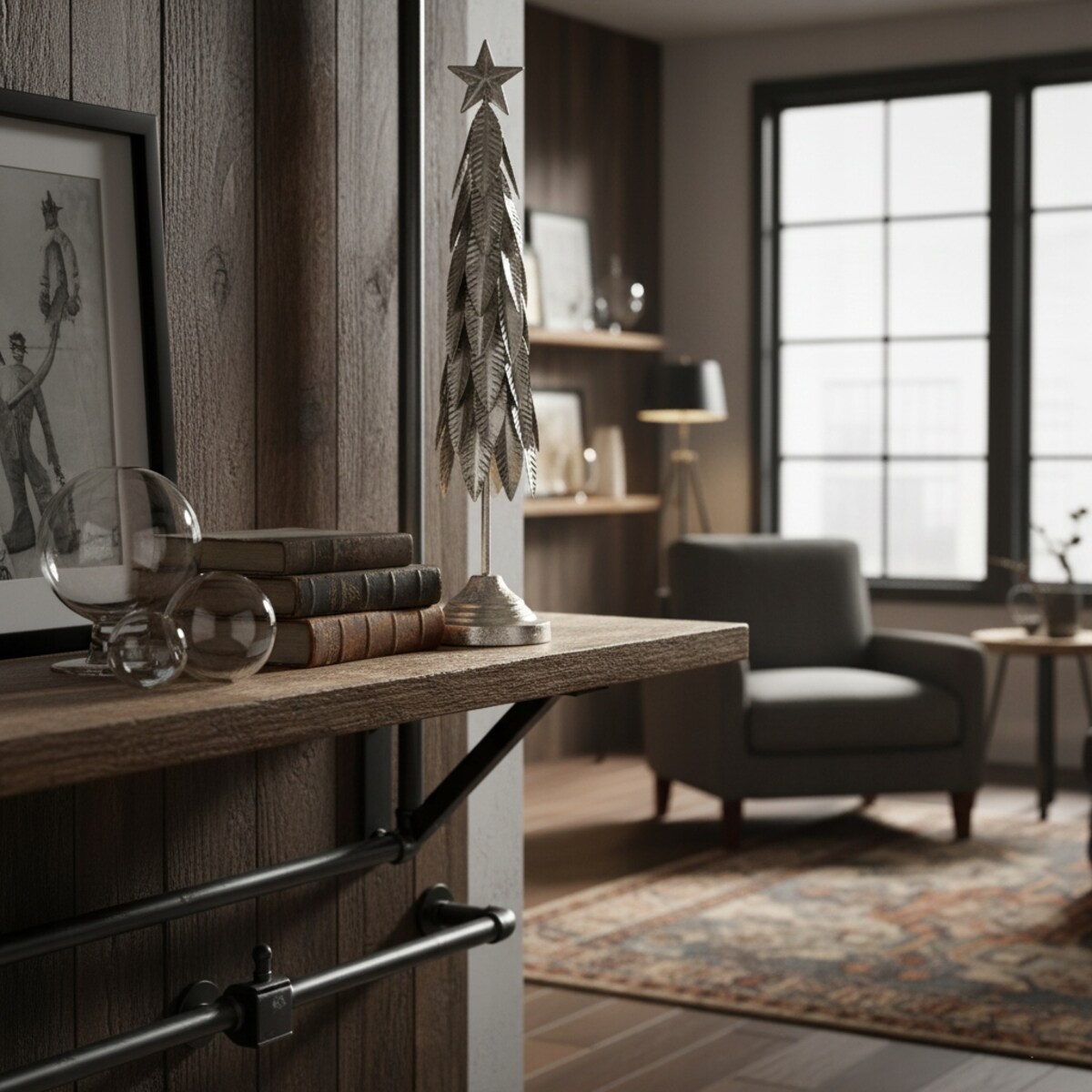 FIGURKA ŚWIĄTECZNA CHOINKA SREBRNA LOFT 48cm NA ŚWIĘTA PREZENT DEKORACJA
