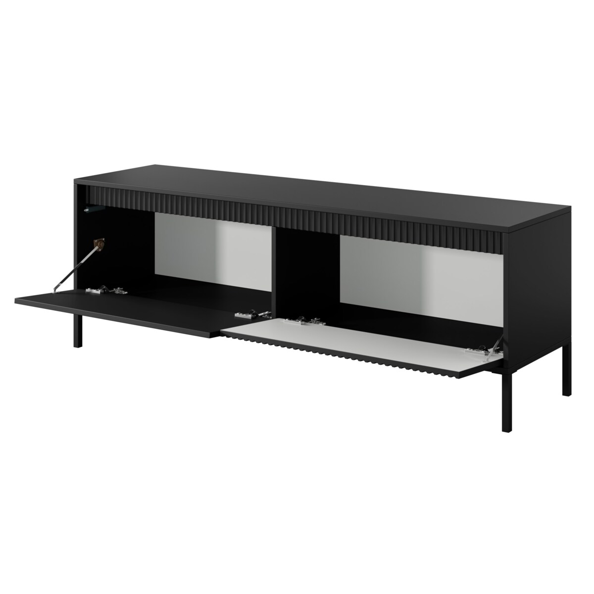 Szafka RTV 153 2D ENSO czarna na metalowych nóżkach