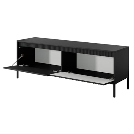 Szafka RTV 153 2D ENSO czarna na metalowych nóżkach