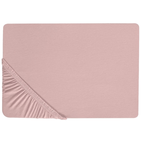 Bawełniane prześcieradło z gumką 90 x 200 cm różowe HOFUF