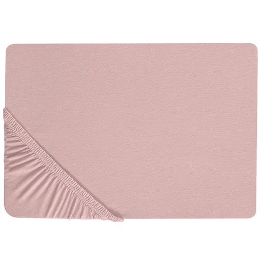 Bawełniane prześcieradło z gumką 90 x 200 cm różowe HOFUF