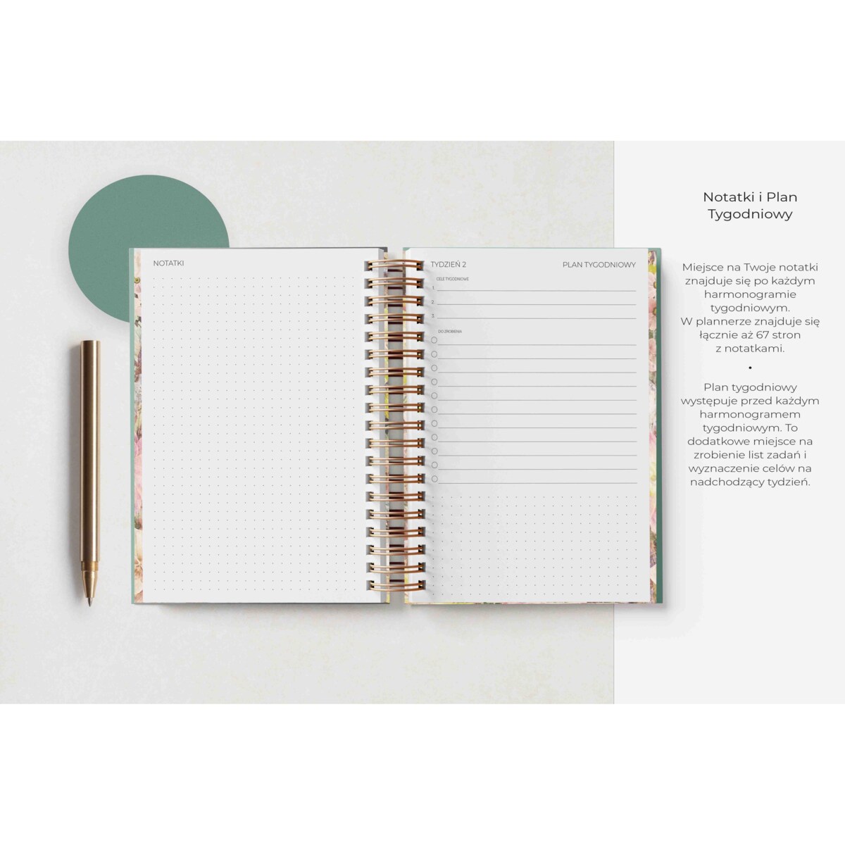 Planner dzienny na spirali 2025 – Hierba Fresca