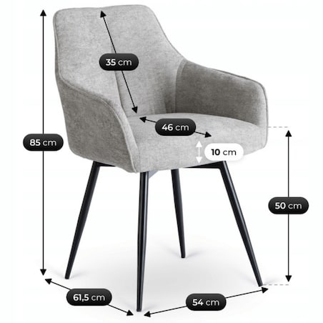 Krzesło Tapicerowane Kuchenne Do Jadalni Salonu Kuchni Szary PALMA