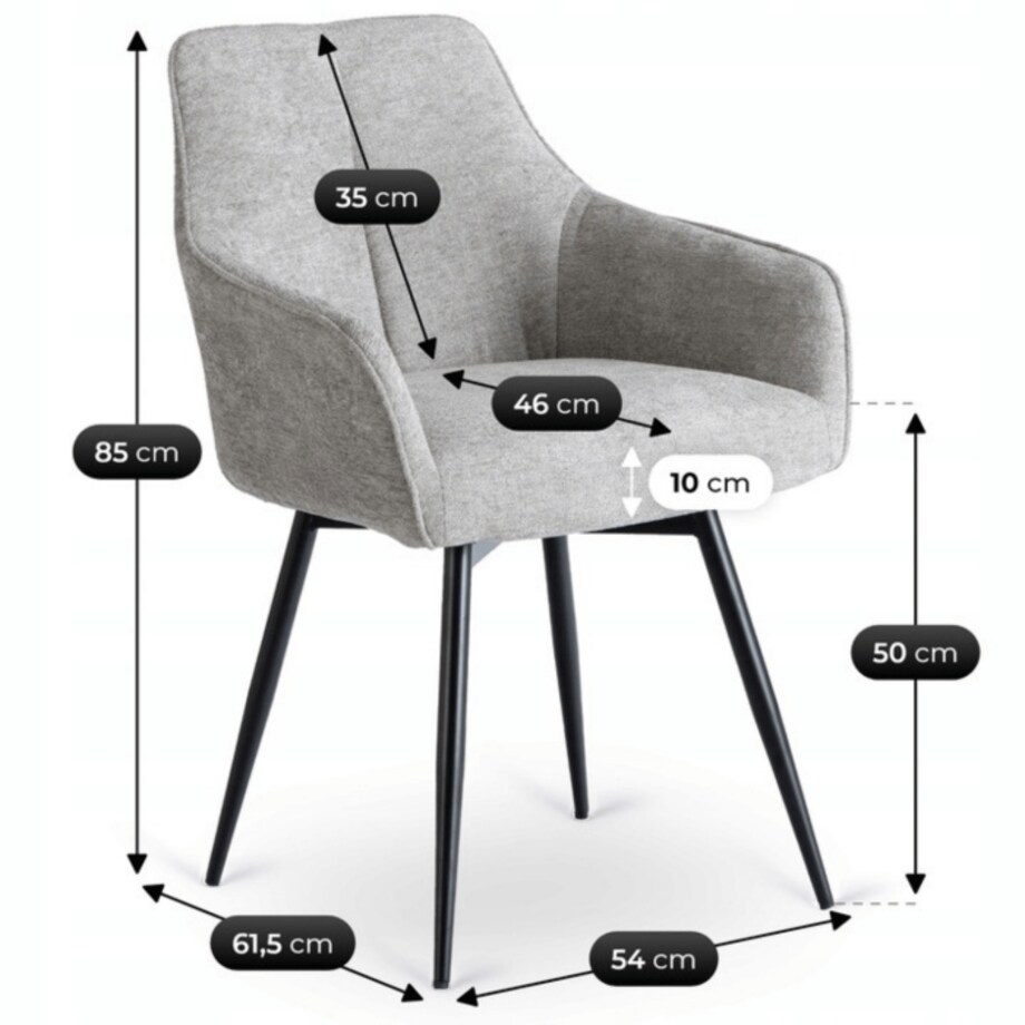 Krzesło Tapicerowane Kuchenne Do Jadalni Salonu Kuchni Szary PALMA