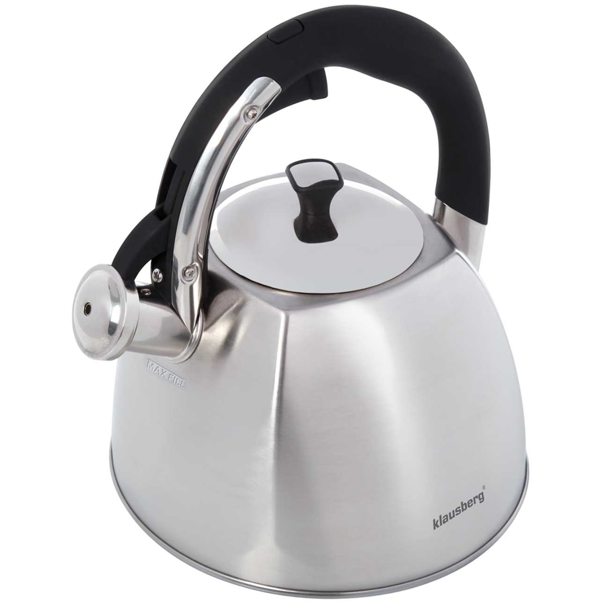 Czajnik stalowy z gwizdkiem 2.2L srebrny Inox KLAUSBERG