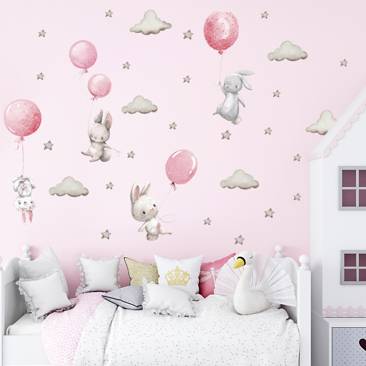 naklejki na ścianę do pokoju dziecka, sipo, różowe balony