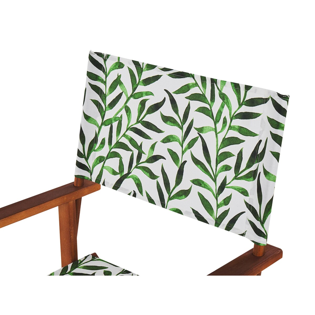 Zestaw 2 krzeseł ogrodowych akacjowy ciemne drewno z białym / wzór w liście CINE