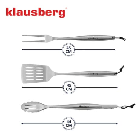 Zestaw przyborów do grilla, 3 elementy, Narzędzia do grillowania, KLAUSBERG