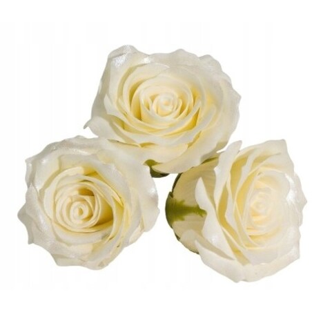 RÓŻA 5 warstwowa Z POŁYSKIEM KREMOWA KWIATY MYDLANE na bukiet stroik 3szt