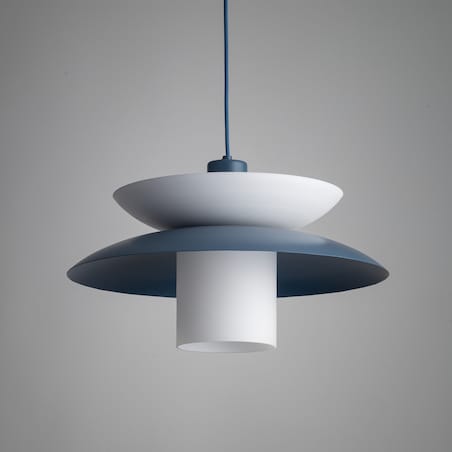Lampa Wisząca Tk Lighting Verado Granatowa Biała Metalowa Z Kloszem