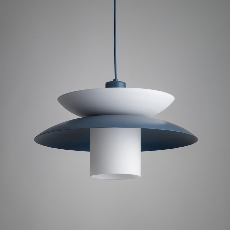 Lampa Wisząca Tk Lighting Verado Granatowa Biała Metalowa Z Kloszem