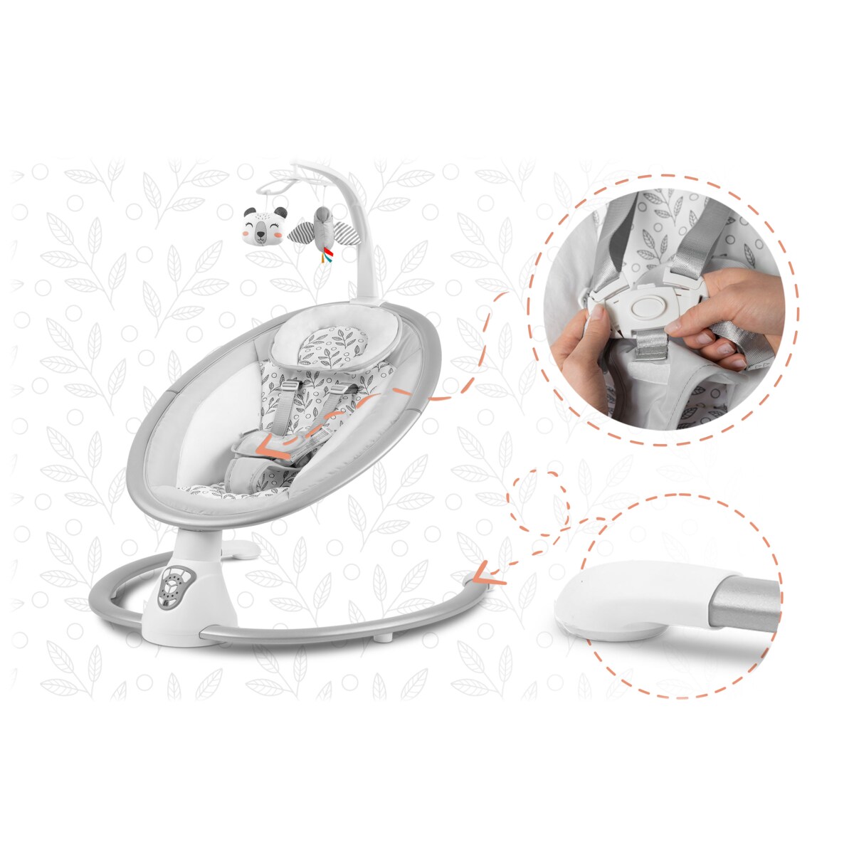 Leżaczek elektryczny kołyska z pilotem melodie Ricokids