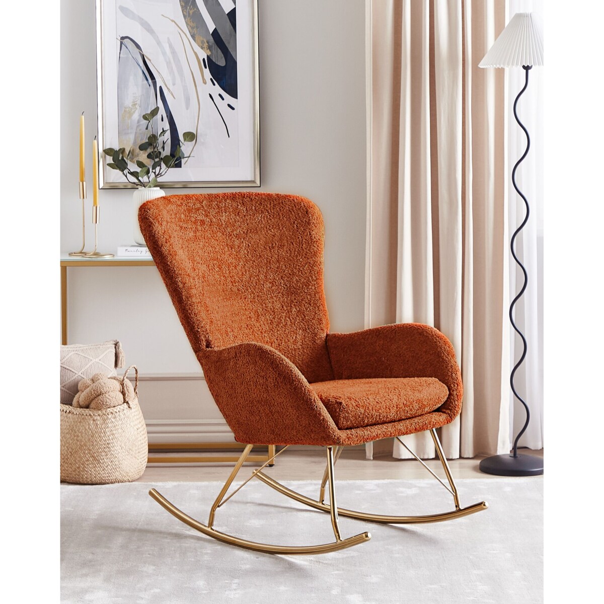 Fotel bujany boucle pomarańczowy OULU