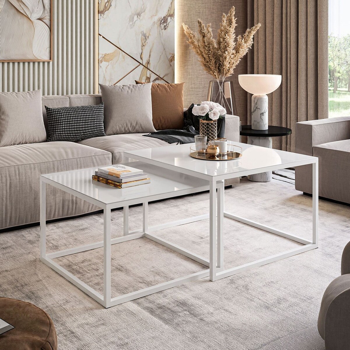 Okrągły kawowy YOSHI 2w1 białe szkło 35/41 cm