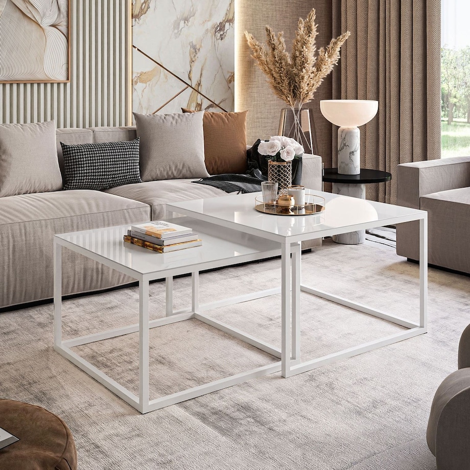 Okrągły kawowy YOSHI 2w1 białe szkło 35/41 cm