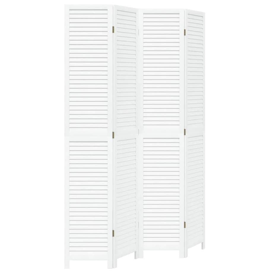 vidaXL Parawan pokojowy, 4-panelowy, biały, lite drewno paulowni