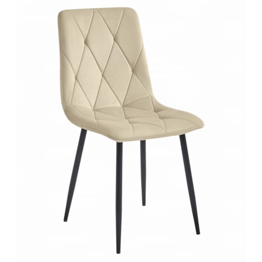 Krzesło Do Jadalni Kuchni Salonu Libra - Jasny Beż Aksamit / Nogi Czarne