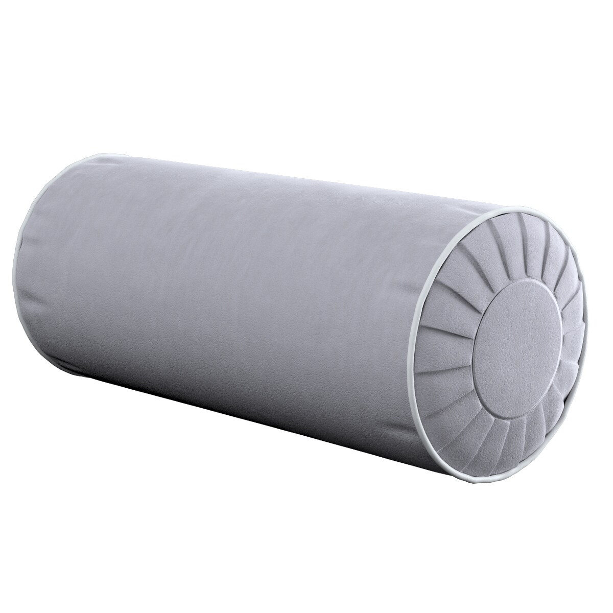 Poduszka wałek z zakładkami z lamówką, srebrzysty szary, Ø20 x 50 cm, Velvet