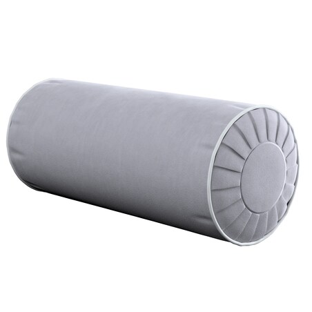 Poduszka wałek z zakładkami z lamówką, srebrzysty szary, Ø20 x 50 cm, Velvet