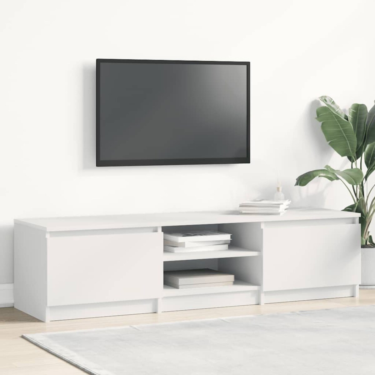 vidaXL Szafka pod TV, biała, 140x40x35,5 cm, materiał drewnopochodny