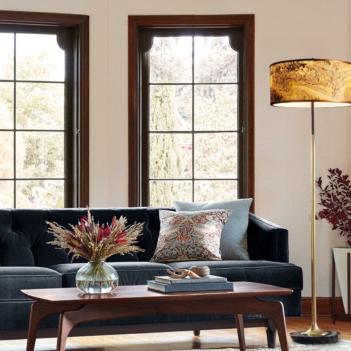 LAMPA podłogowa MARBLE STONE MFLR-6629-601B Abigali marmurowa OPRAWA stojąca czarna złota