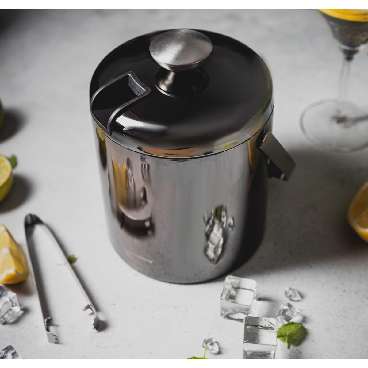 Wiaderko do lodu 1.3L + szczypce pojemnik na kostki lodu KLAUSBERG grafitowy