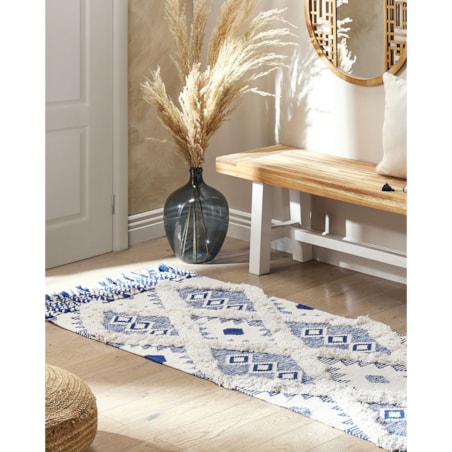 Dywan bawełniany 80 x 200 cm beżowo-niebieski MANAVGAT