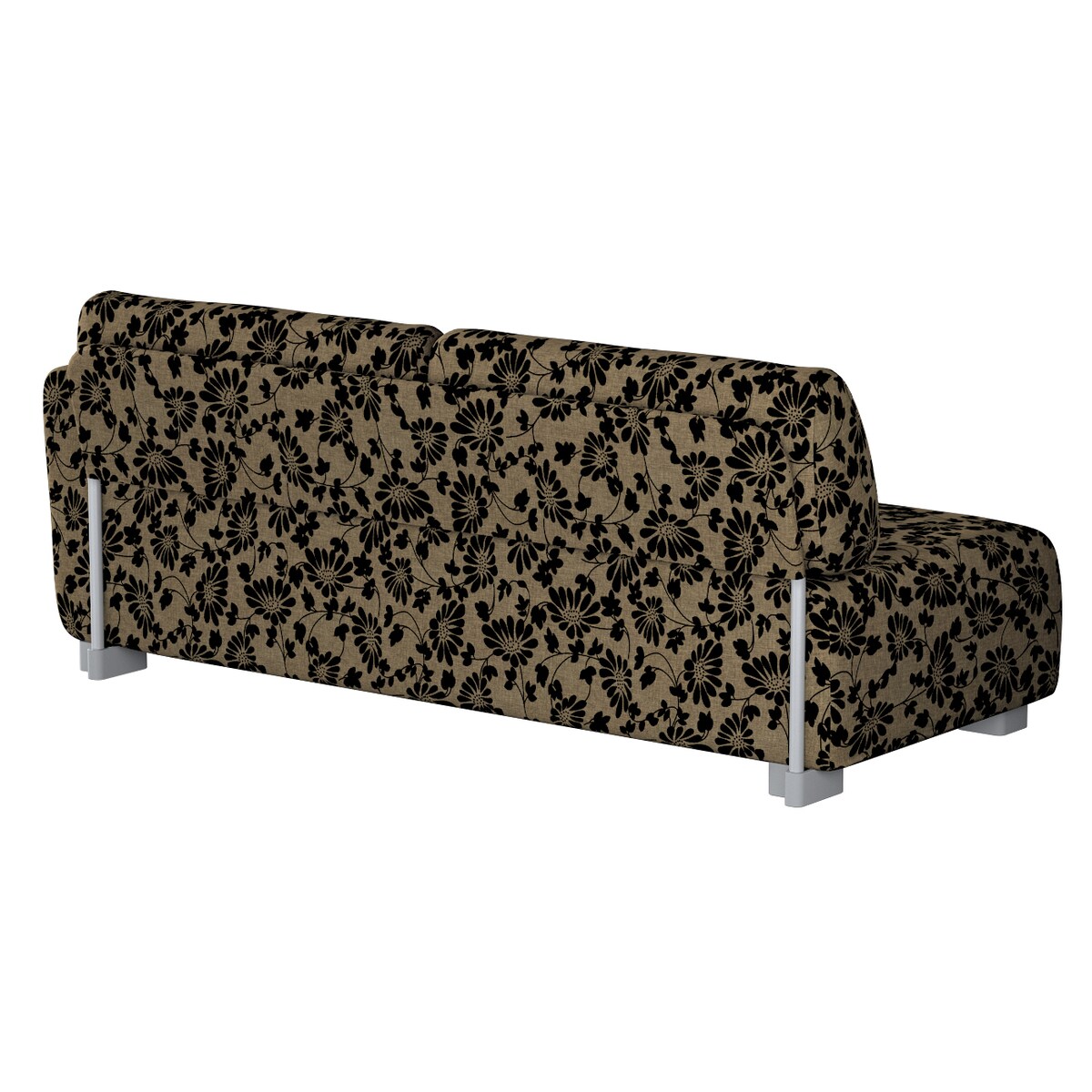 Pokrowiec na sofę 2-osobową jeden podłokietnik Mysinge, czarne kwiaty na beżowym tle, sofa Mysinge 2-os. jeden podłokietnik, Living II