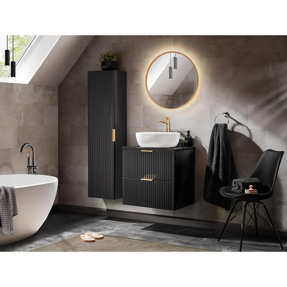 Szafka pod umywalkę ADEL BLACK 82 60cm czarny mat