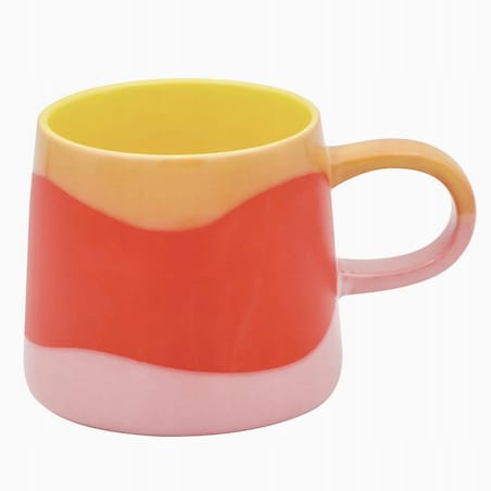 KUBEK CERAMICZNY NA KAWĘ HERBATĘ CZEKOLADĘ POMARAŃCZOWO-CZERWONY Z UCHWYTEM 400 ML PREZENT UPOMINEK DLA KOBIETY MAMY ŻONY BABCI DZIEWCZYNY KOLEŻANKI NIEJ