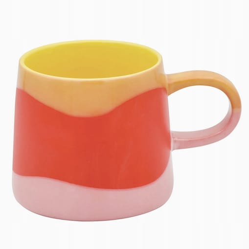 KUBEK CERAMICZNY NA KAWĘ HERBATĘ CZEKOLADĘ POMARAŃCZOWO-CZERWONY Z UCHWYTEM 400 ML PREZENT UPOMINEK DLA KOBIETY MAMY ŻONY BABCI DZIEWCZYNY KOLEŻANKI NIEJ