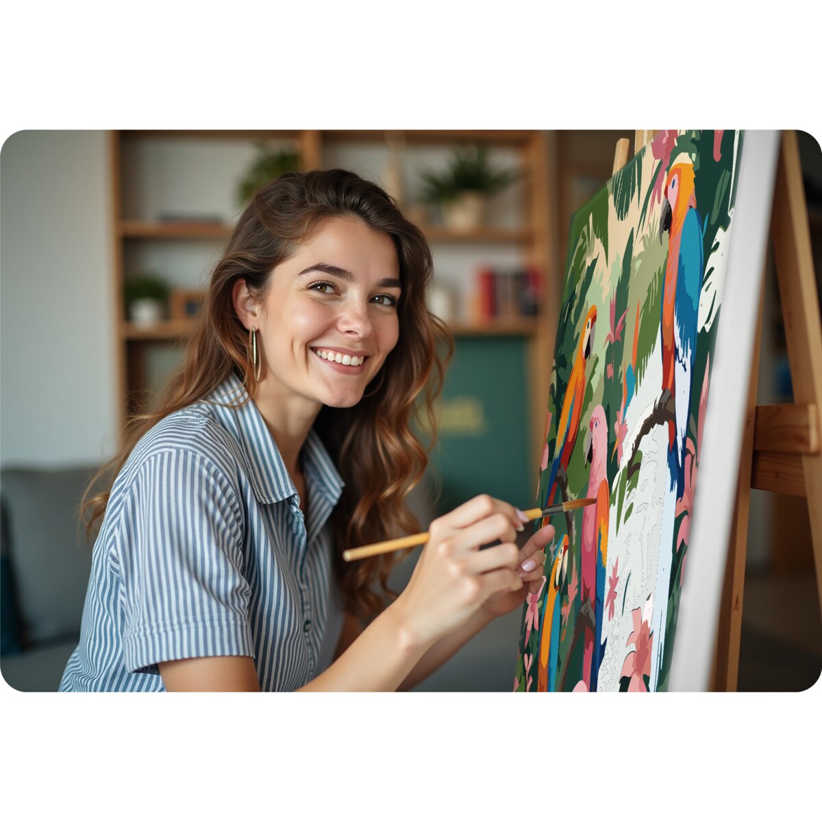 Malowanie po numerach obraz z ramą 40x50 Papugi Massido