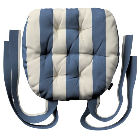 Poduszka na krzesło Marcin, niebiesko-białe pionowe pasy (5,5cm), 40 x 37 x 8 cm, Quadro