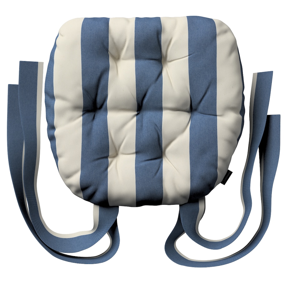 Poduszka na krzesło Marcin, niebiesko-białe pionowe pasy (5,5cm), 40 x 37 x 8 cm, Quadro