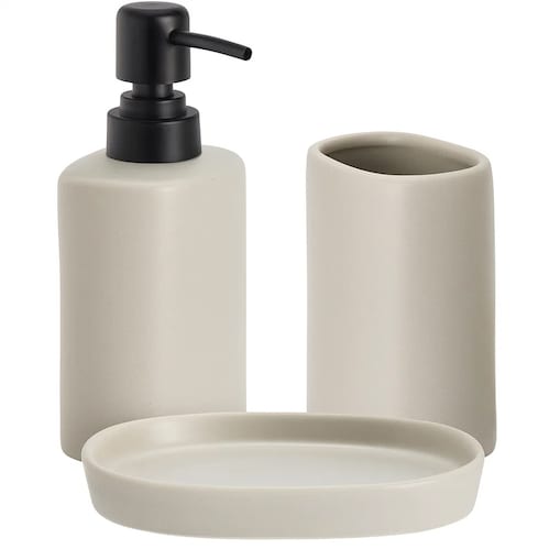 Zestaw łazienkowy PLY, ceramiczny dozownik, kubek i taca